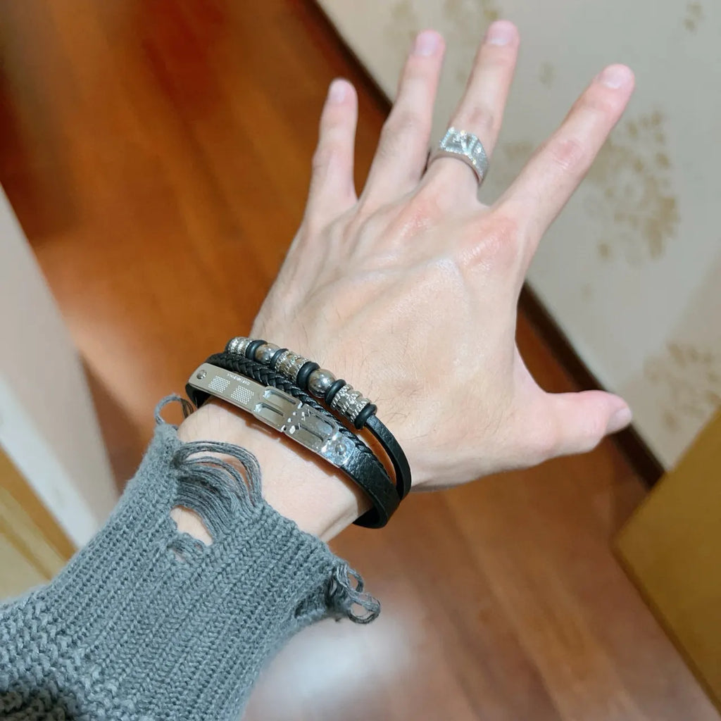 Balenciaga Black Leather Bracelet - Hình 7