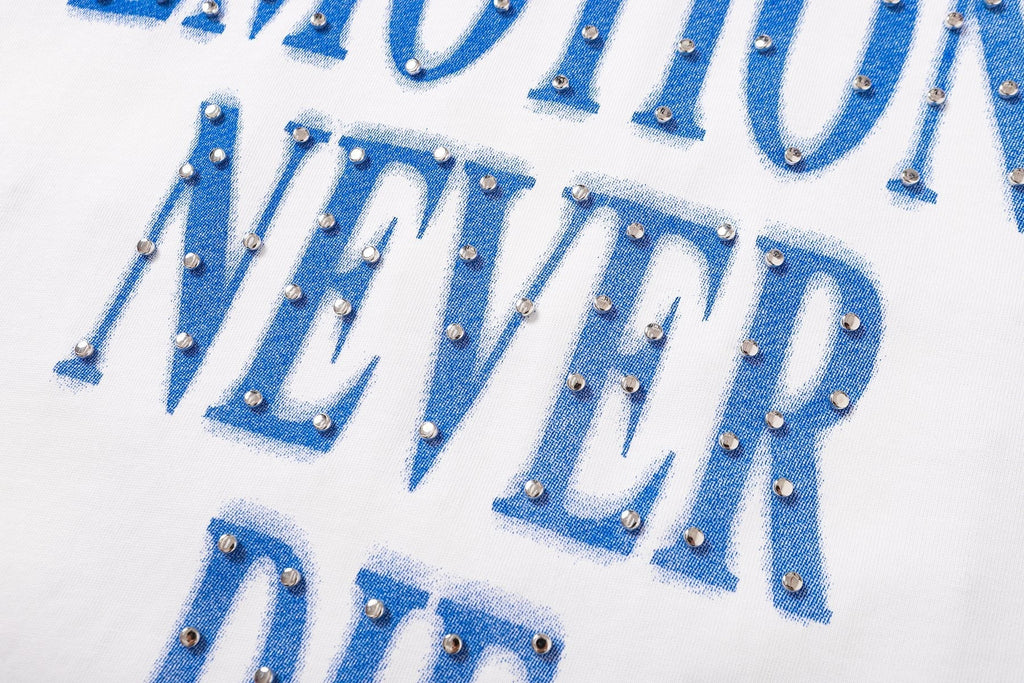 MIXED EMOTION Never Die Graphic Short-Sleeve T-Shirt — detail