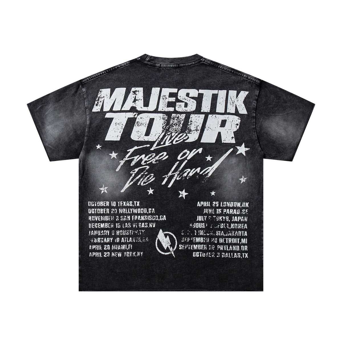 MAJESTIK Washed Black Tour Graphic T-Shirt — back