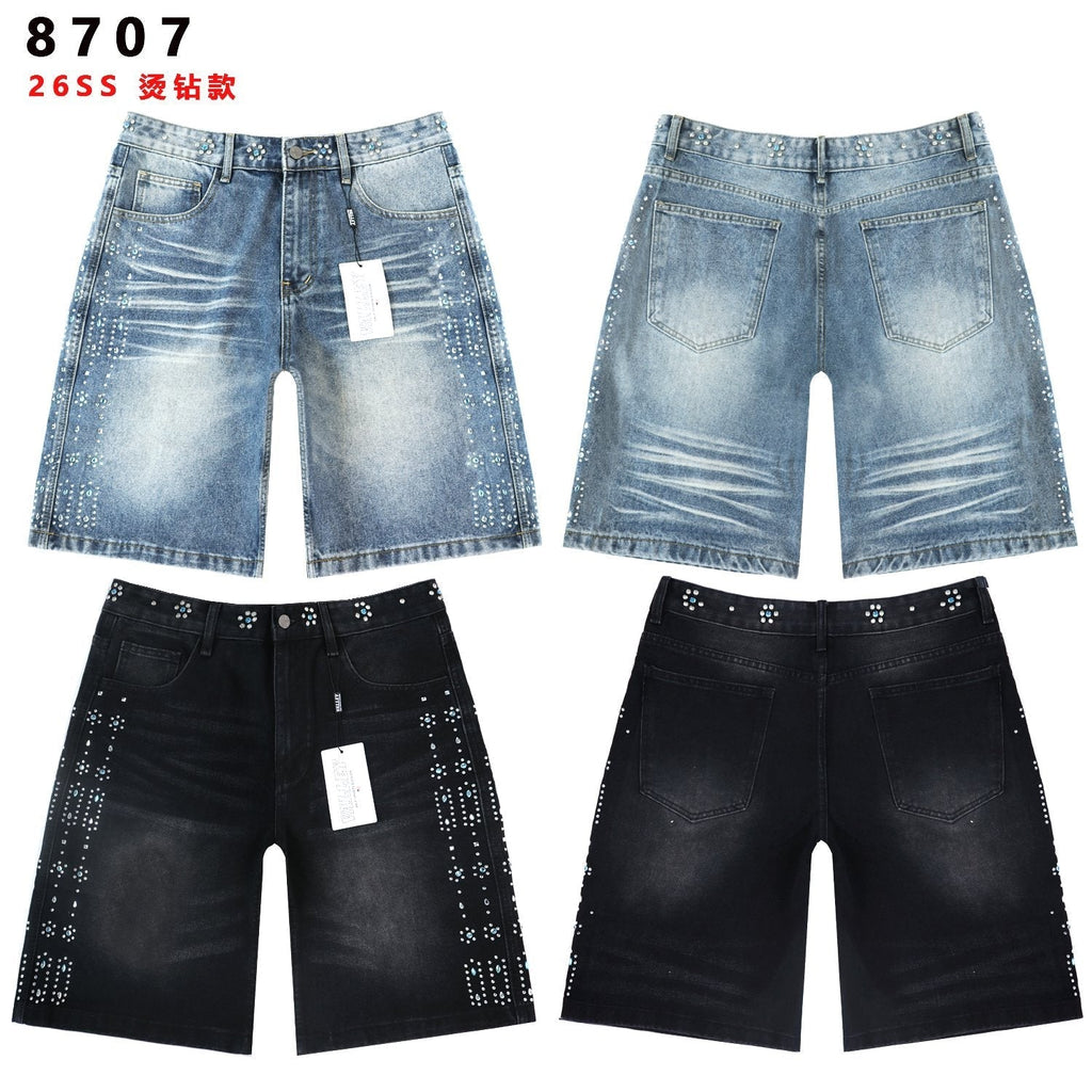 Vale Forever Rhinestone Side-Detail Washed Denim Shorts — comparison