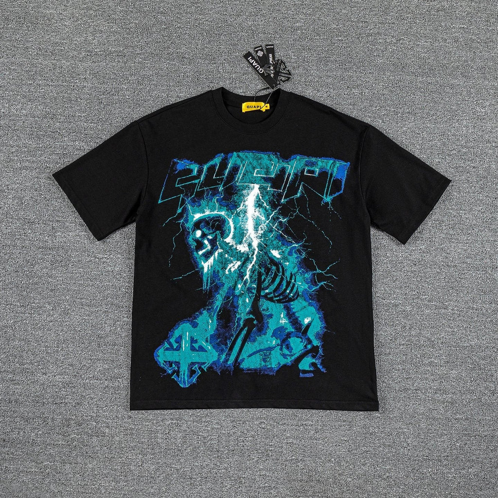 GUAPI Blue Graphic Black T-Shirt — hero