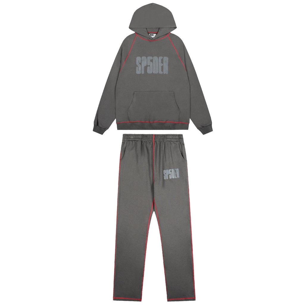 Sp5der Charcoal Gray Hoodie & Sweatpants Matching Set — hero