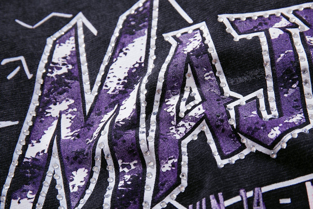 MAJESTIK Washed Rhinestone Graphic T-Shirt — detail