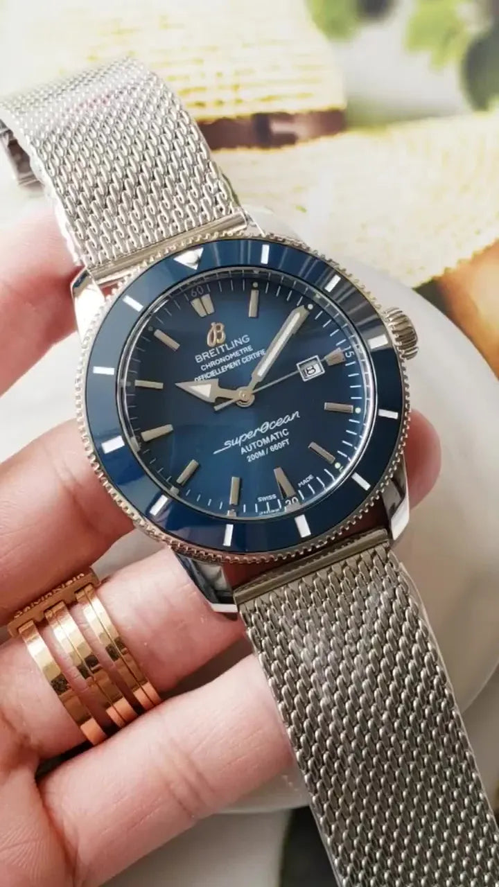 Breitling Blue Mesh Watch