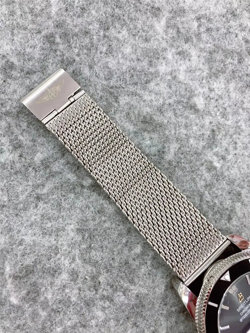 Breitling Black Dial Steel Mesh - Hình 3