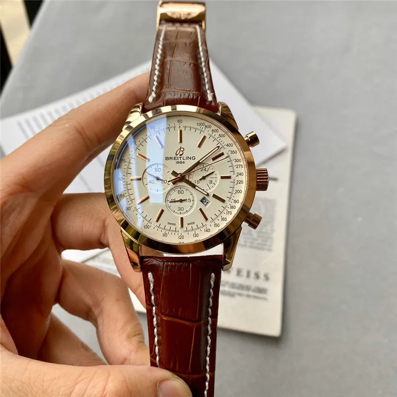 Breitling Gold Brown Leather - Hình 3