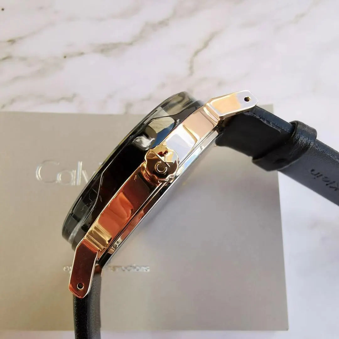Calvin Klein Rose Gold Leather Watch - Hình 2