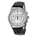 Patek Philippe White Dial Chronograph Black Leather Watch