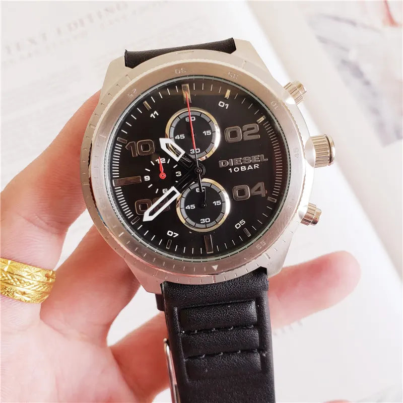 Diesel Black Dial Leather Watch