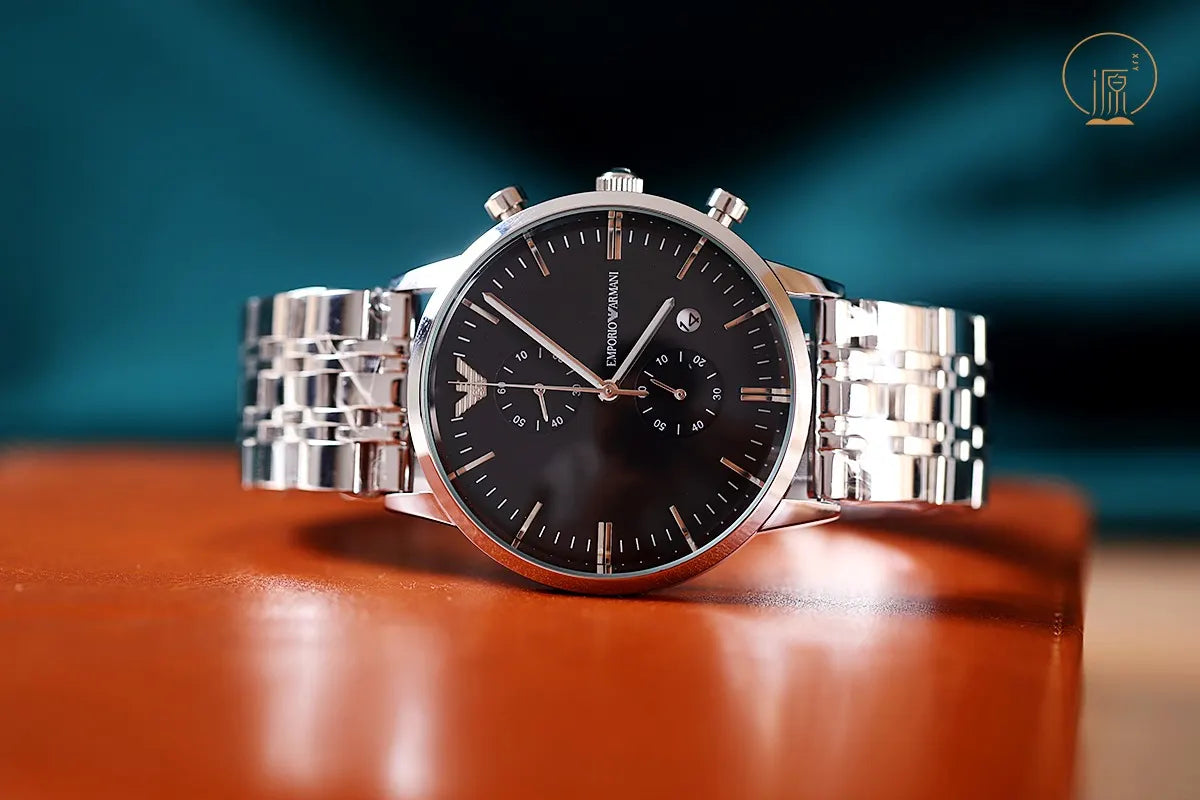 Armani Black Dial Chronograph - Hình 6