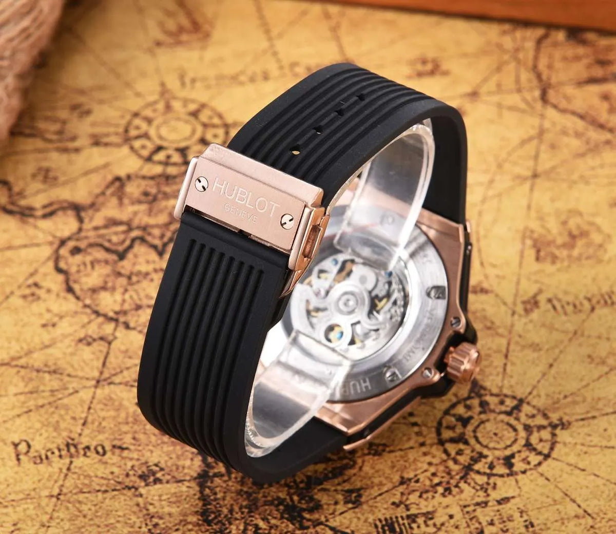 Hublot Rose Gold Skeleton black - Hình 2