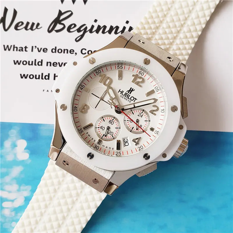 rubber Hublot White Ceramic Chronograph - Hình 2