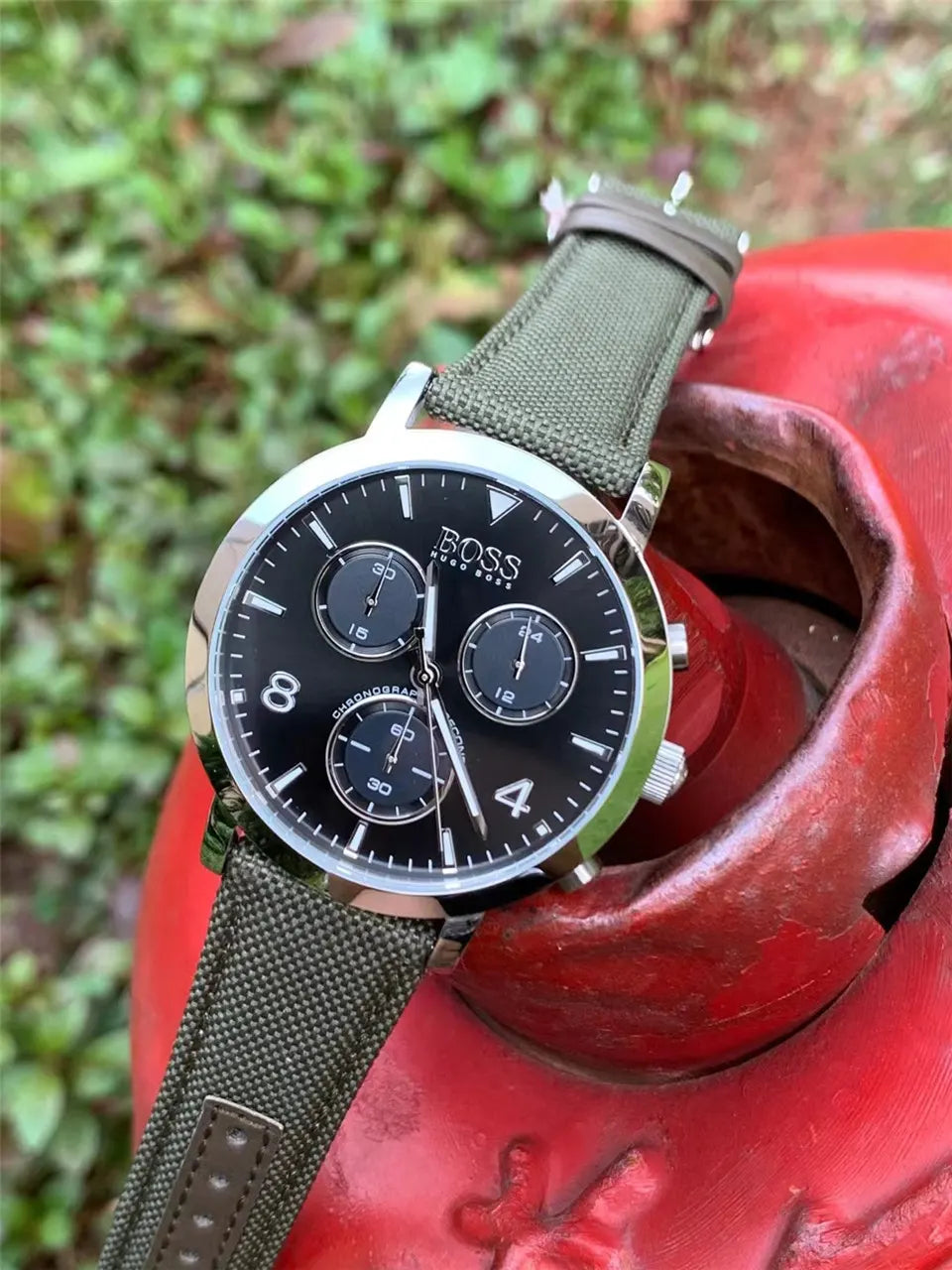 Hugo Boss Chronograph Olive Canvas - Hình 6