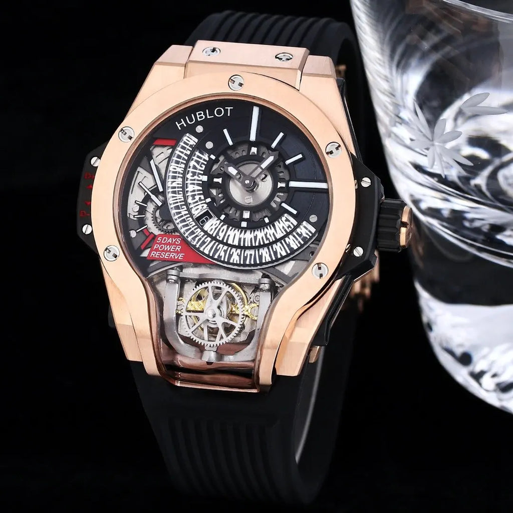 black Hublot Rose Gold Watch - Hình 4