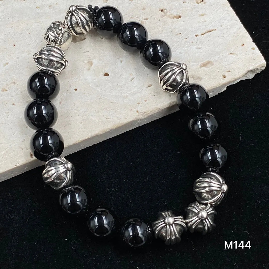 Onyx and Silver Accent Premium Bracelet on wrist - Hình 7