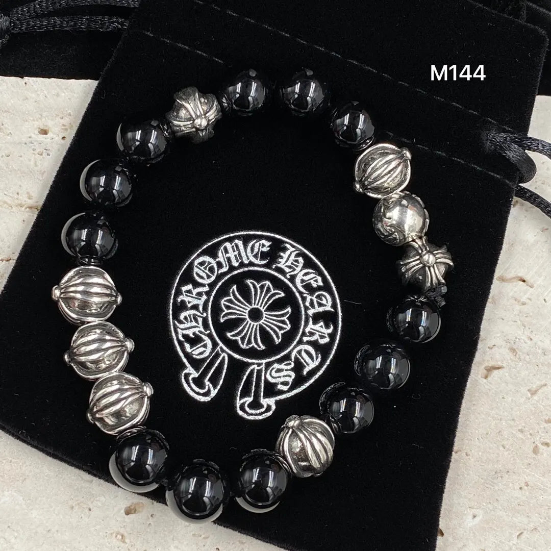 Onyx and Silver Accent Premium Bracelet on wrist - Hình 8