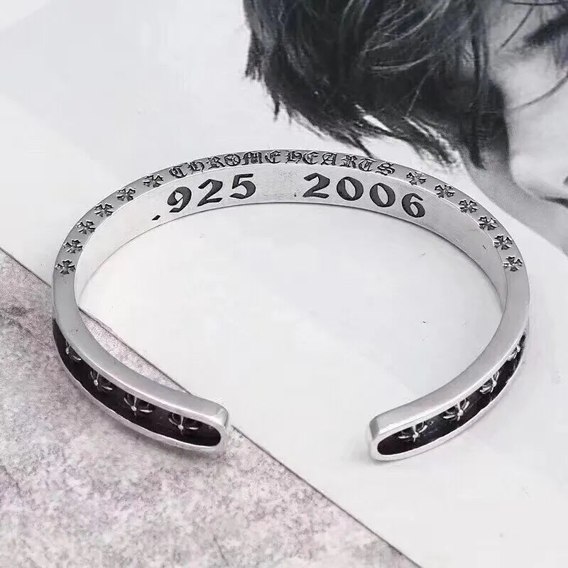 Premium Silver Cuff Bracelet with Cross Design - Hình 3