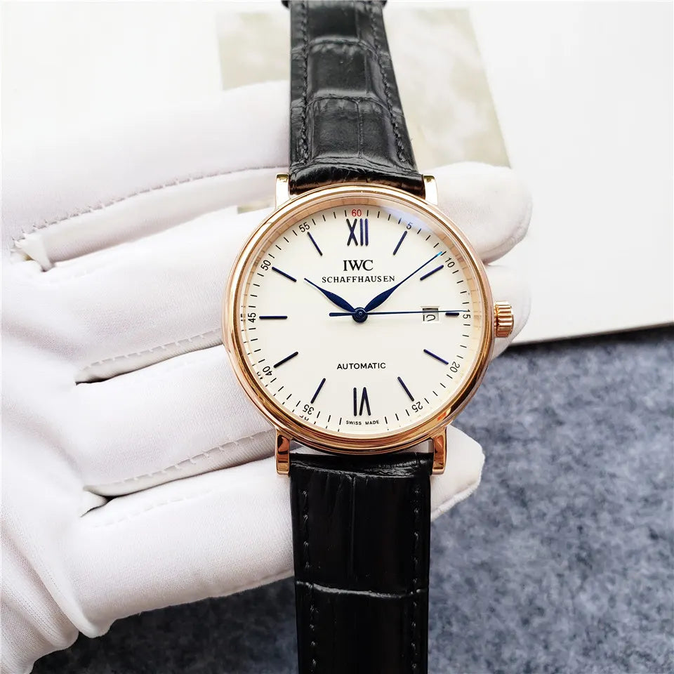 IWC White Dial Leather Watch - Hình 13