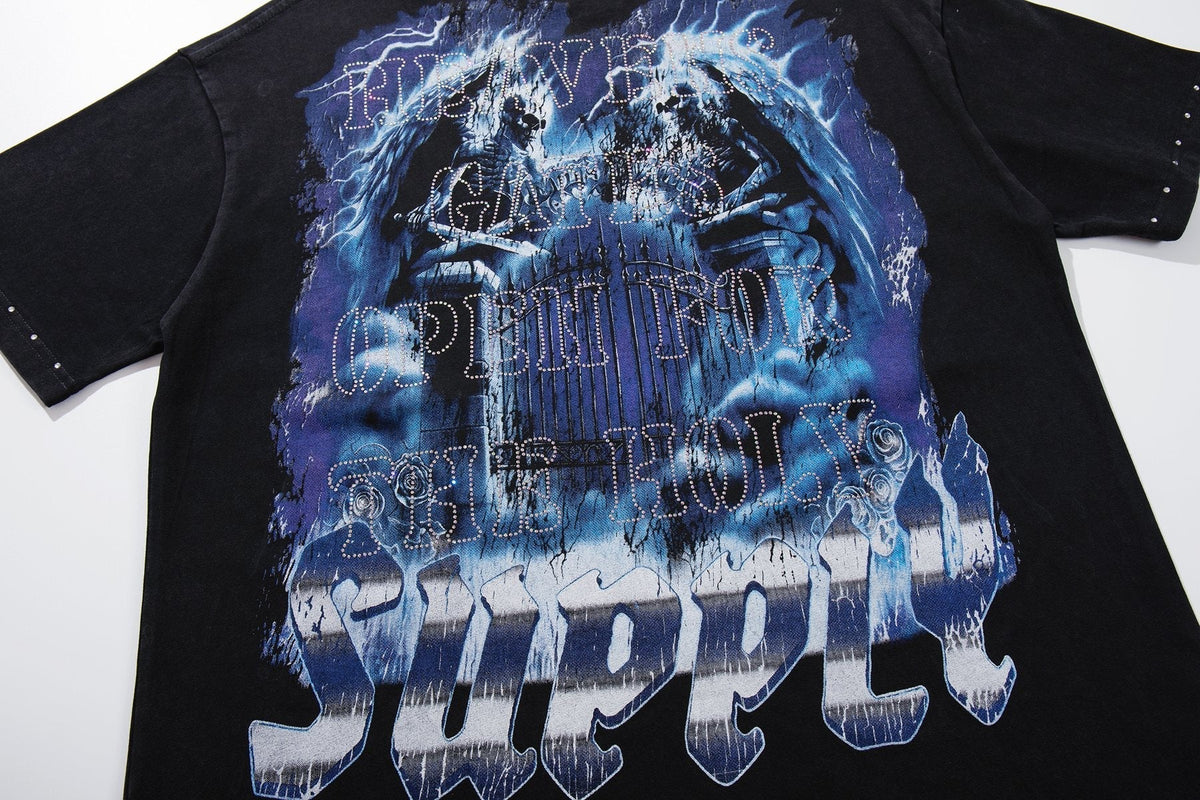 SUPPLY TEE Holy Spirit Rhinestone Graphic T-Shirt — detail