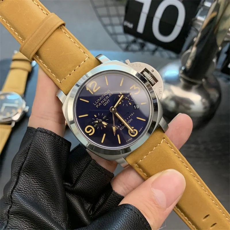 tan Panerai Luminor GMT Blue Dial - Hình 8