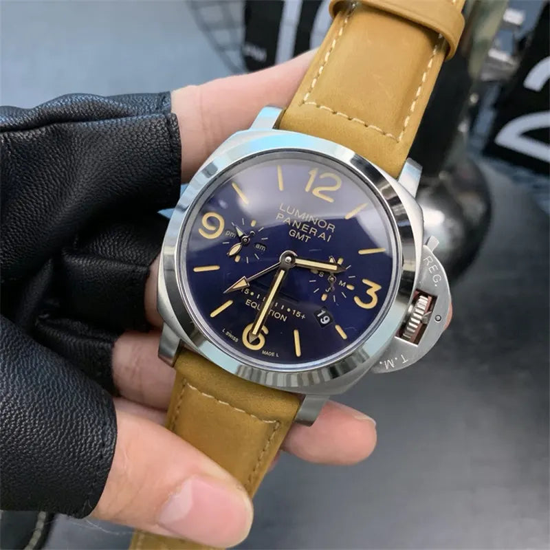 tan Panerai Luminor GMT Blue Dial - Hình 7