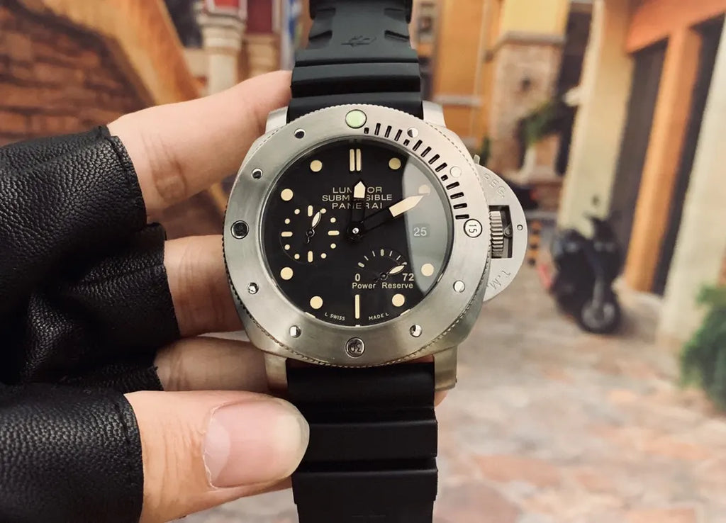 submersible Panerai Black Dial Rubber Strap - Hình 6