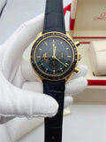 Omega Gold Black Leather Moonwatch
