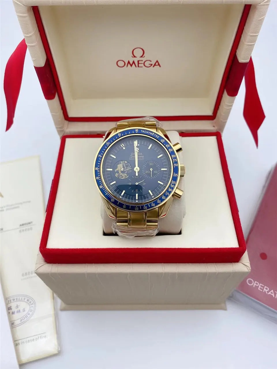 Omega Gold Blue Speedmaster