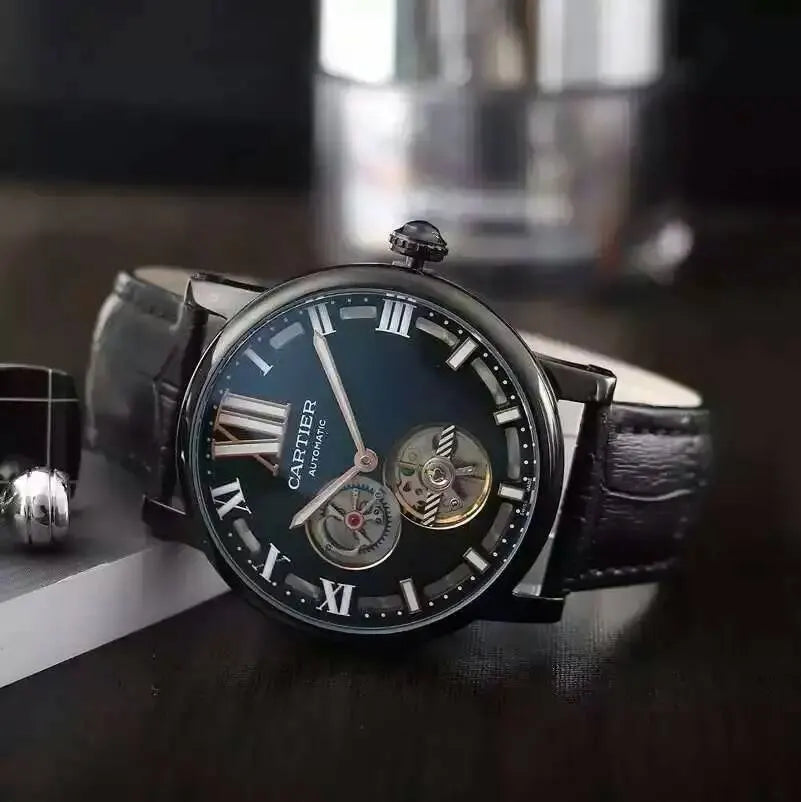Cartier Black Leather Automatic - Hình 2