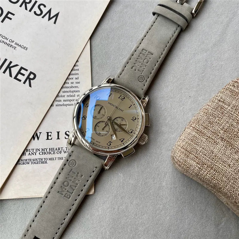 Montblanc Grey Leather Watch - Hình 3