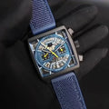 Tag Heuer Monaco Blue Skeleton Watch – Fabric Strap