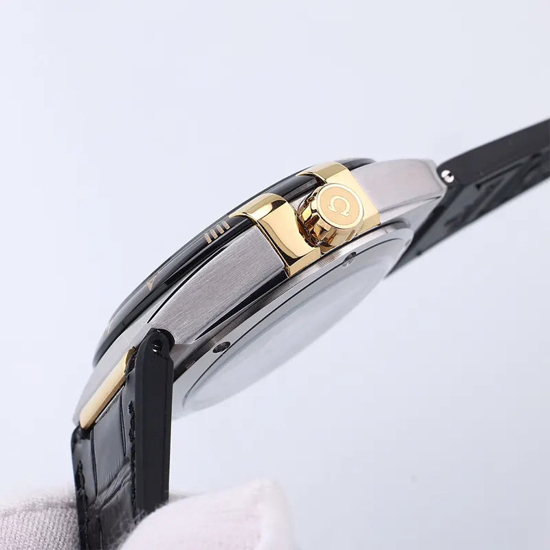 constellation Omega Silver Dial Leather Watch - Hình 2
