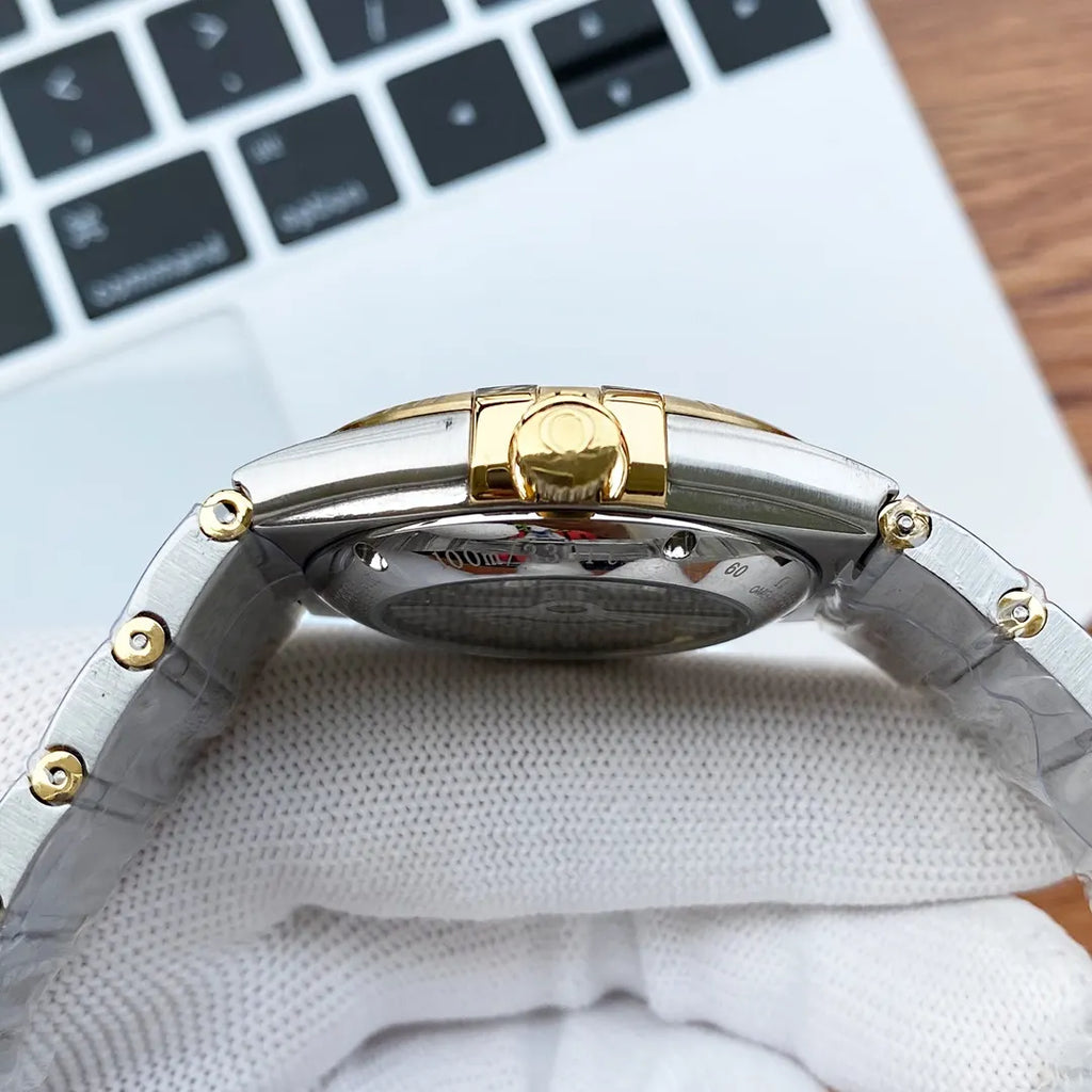 Omega White Dial Gold Bezel - Hình 2