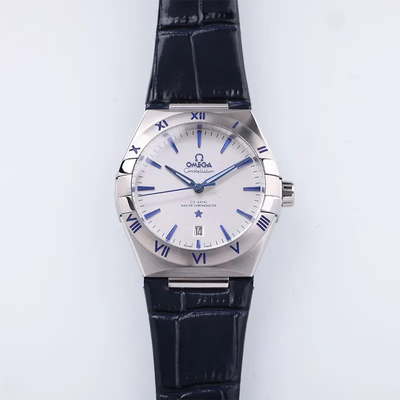 constellation Omega Silver Dial Blue Leather