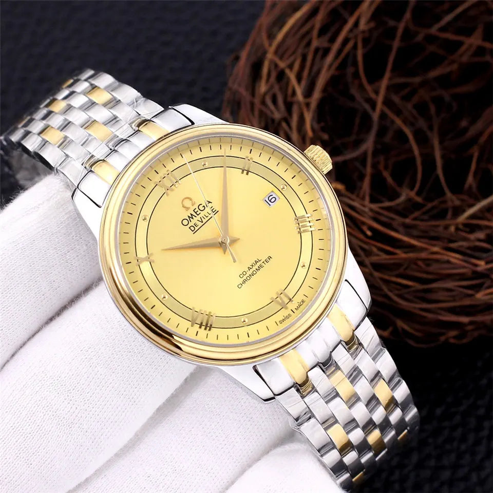 de Omega Gold Dial Steel Watch