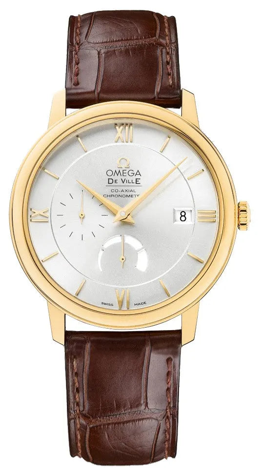 Omega Gold Brown Leather Watch de