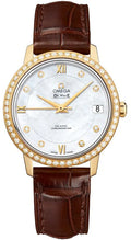 Omega De Ville Mother of Pearl Diamond Bezel Brown Leather