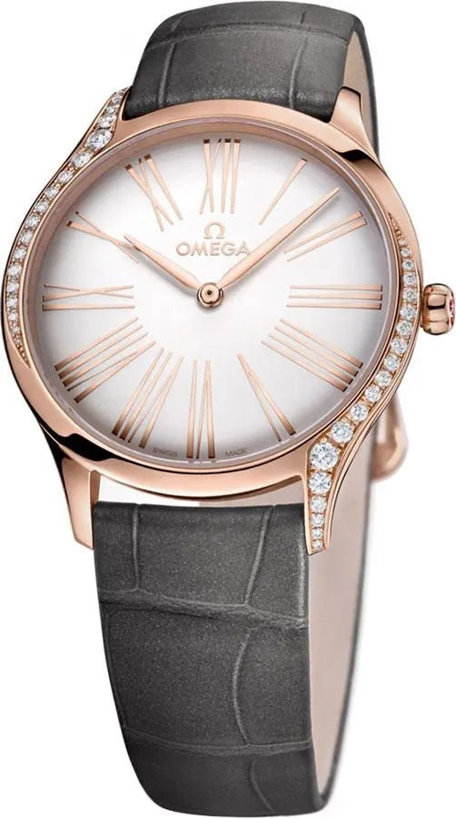 Omega Rose Gold Diamond Grey Leather - Hình 3