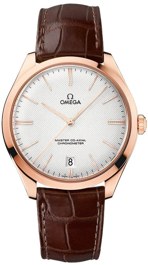 de Omega White Dial Brown Leather