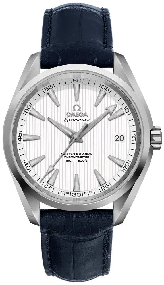 Omega White Dial Blue Leather
