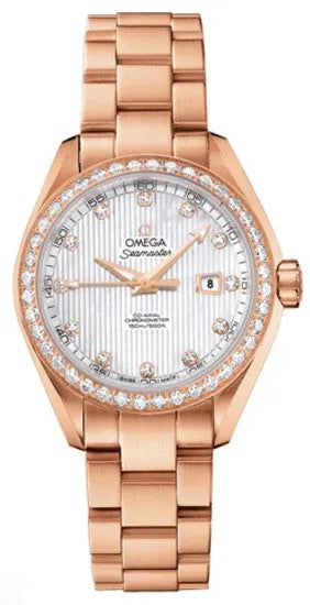 seamaster silver Omega Rose Gold Diamond Bezel