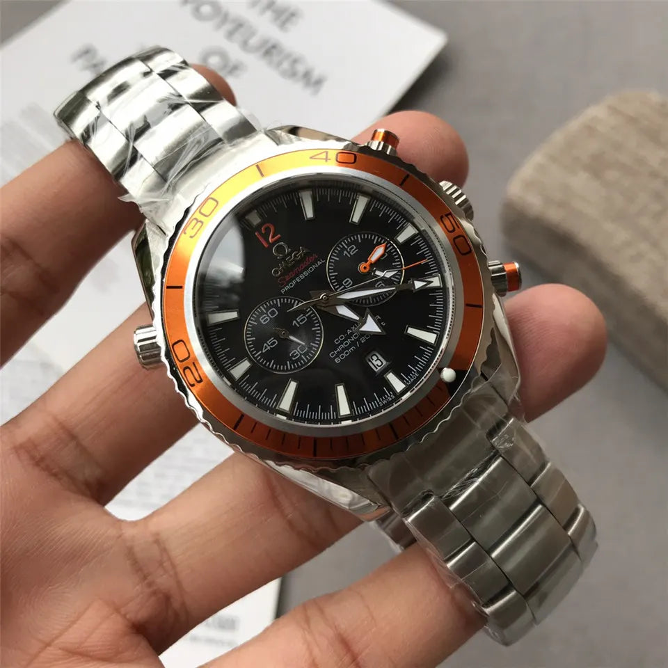 seamaster steel Omega Orange Bezel Chronograph - Hình 5