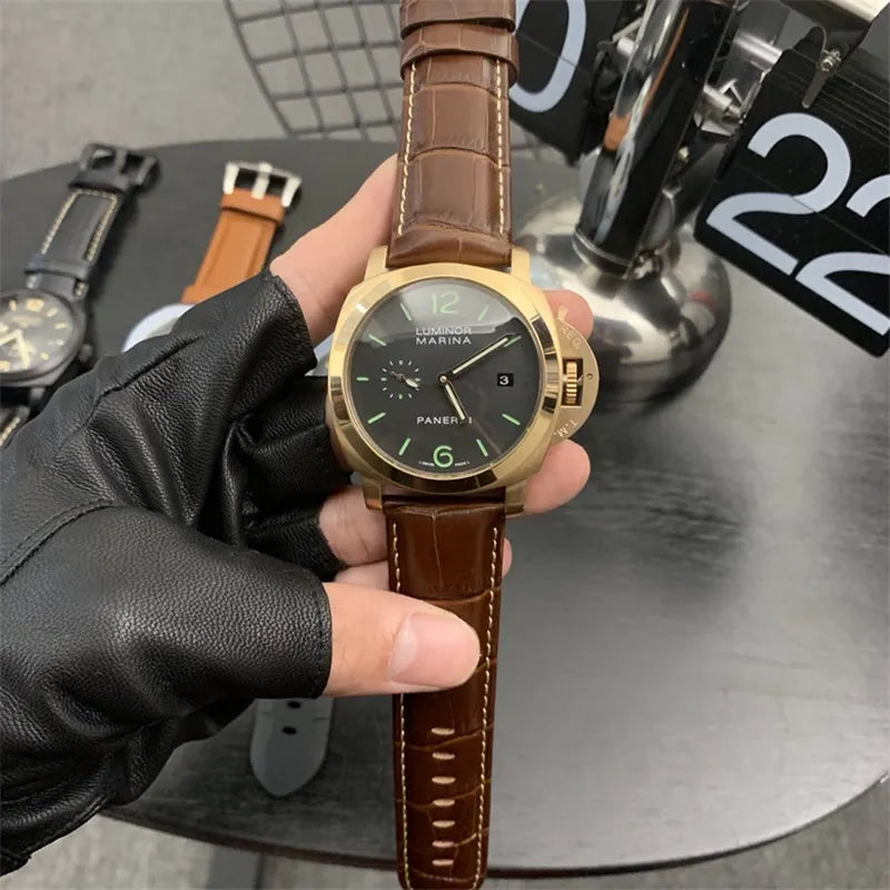 Panerai Gold Brown Leather - Hình 4