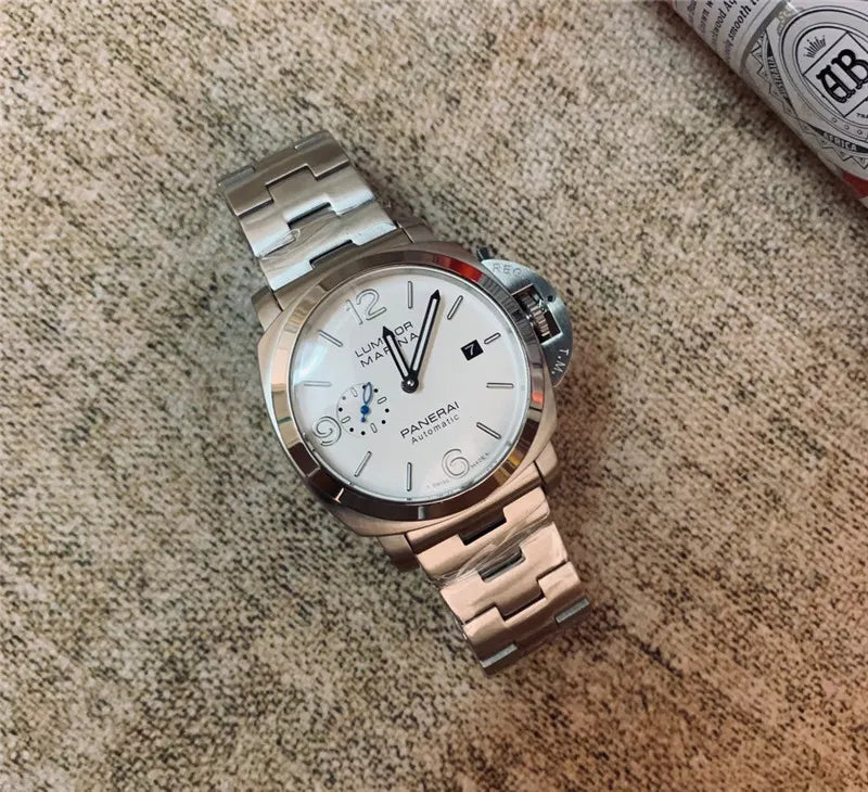 Panerai White Dial Steel Watch - Hình 9