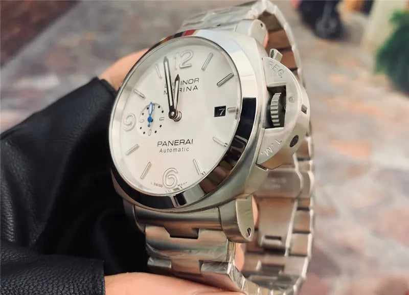 Panerai White Dial Steel Watch - Hình 5