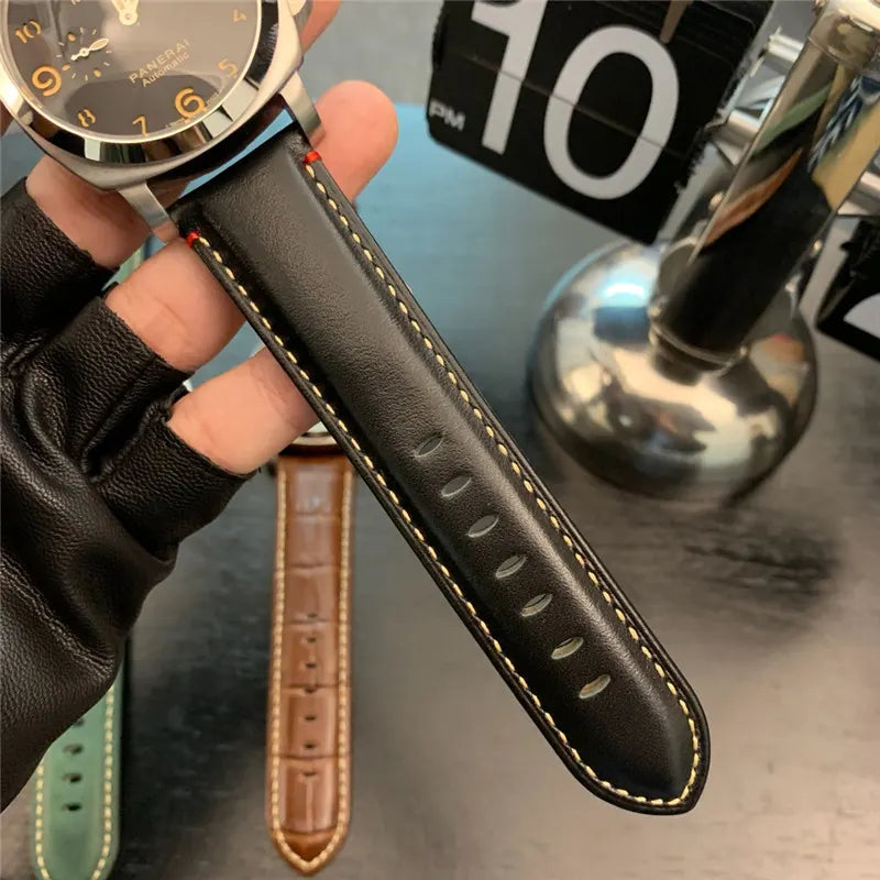 Panerai Black Dial Leather Strap - Hình 3