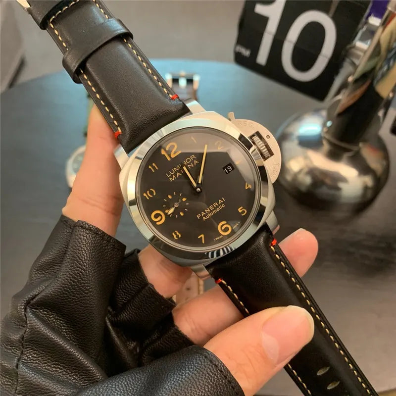 Panerai Black Leather Watch - Hình 6