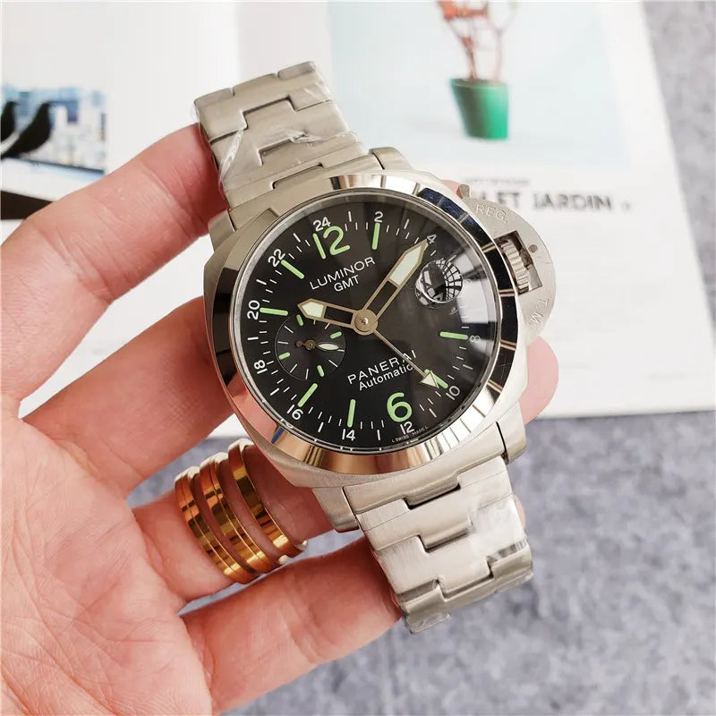 stainless Panerai Luminor GMT Black Dial - Hình 6