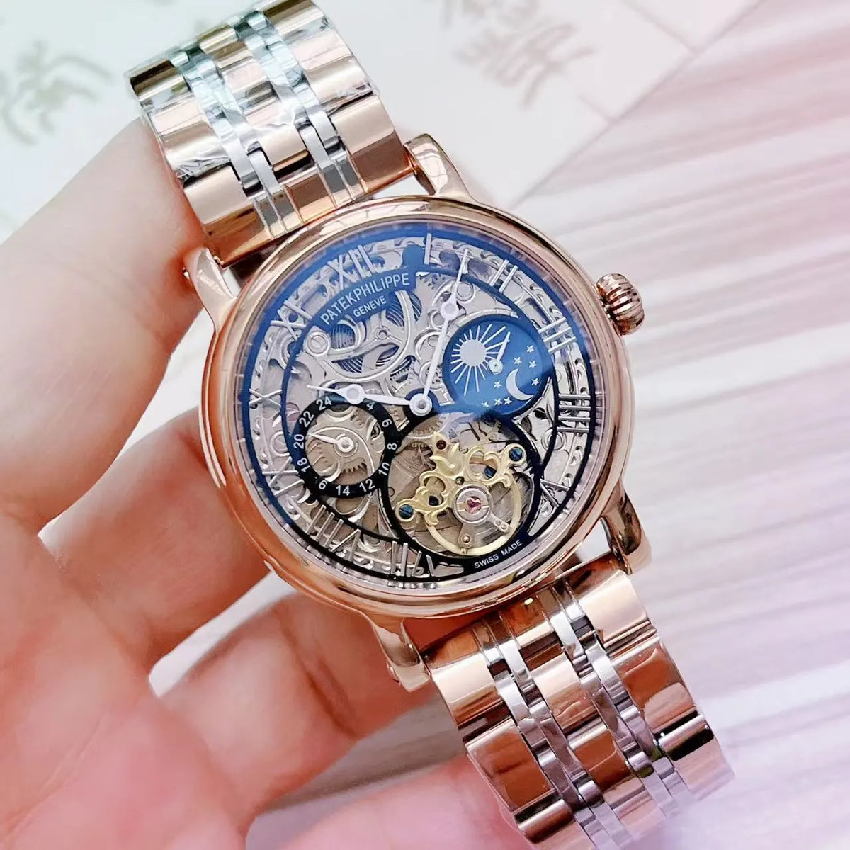 rose Patek Philippe Skeleton - Hình 4