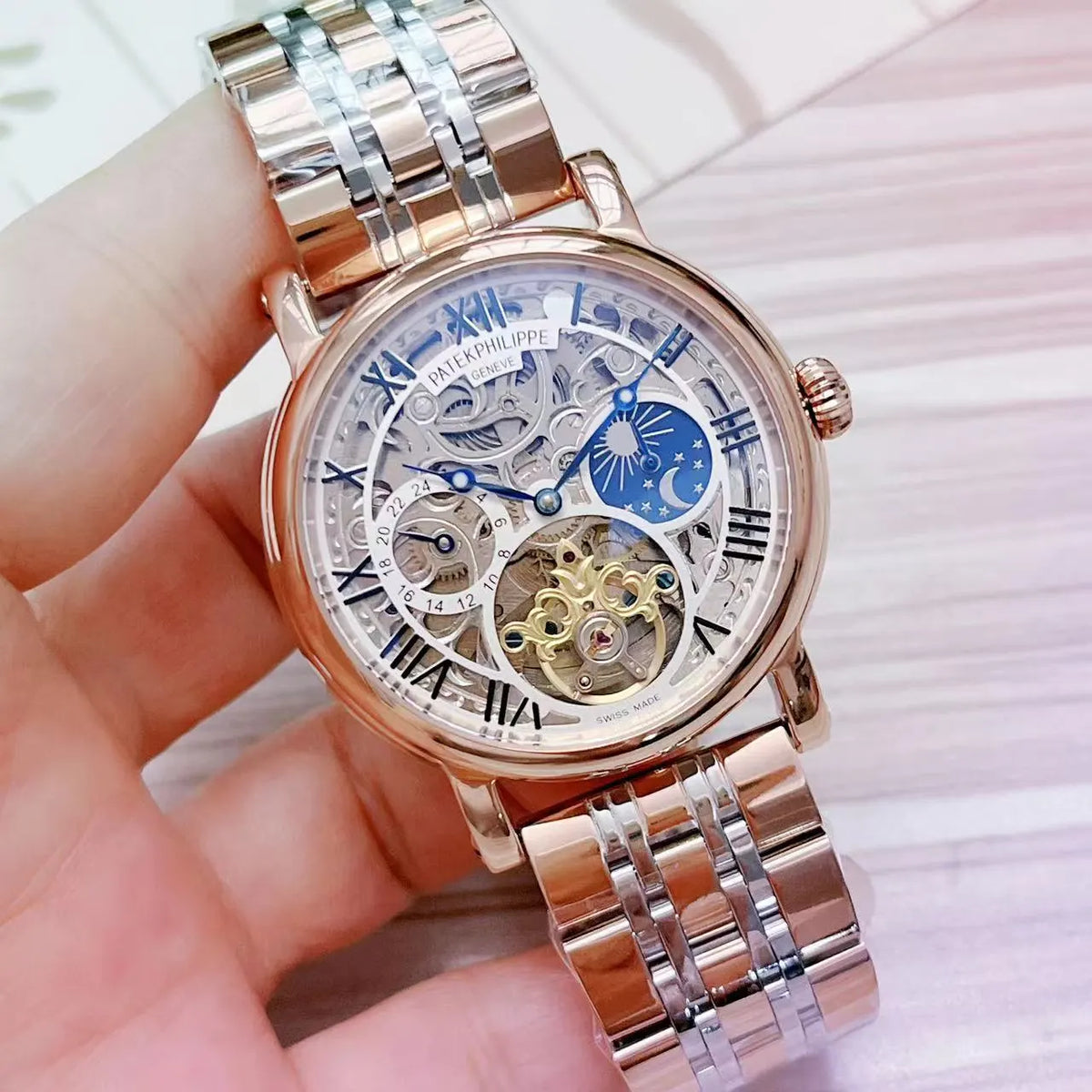 rose Patek Philippe Skeleton